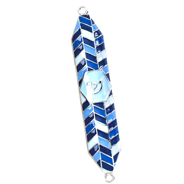 blue enamel mezuzah